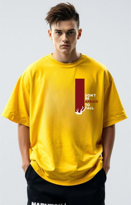 goodsign Printed Men Round Neck Yellow T-Shirt