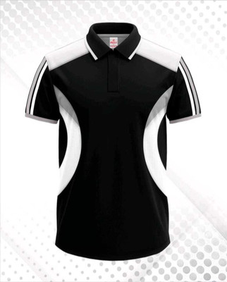 DIAMOND CLUSTER Colorblock Men Polo Neck Black T-Shirt