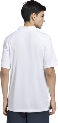 ADIDAS Printed Men Polo Neck White T-Shirt