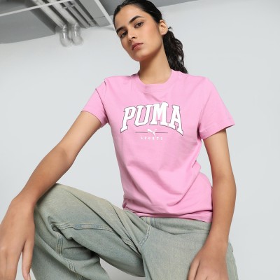 PUMA Printed Women Crew Neck Pink T-Shirt