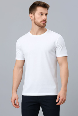 MH MOGHAHILLS Solid Men Round Neck White T-Shirt