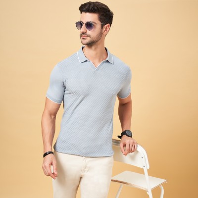 Byford by Pantaloons Solid Men Polo Neck Blue T-Shirt