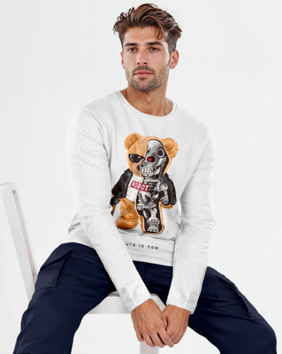 Triptee Animal Print Men Round Neck White T-Shirt
