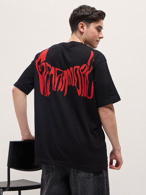 THE BEAR HOUSE Printed Men Round Neck Black T-Shirt