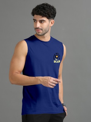 Triptee Printed Men Scoop Neck Dark Blue T-Shirt