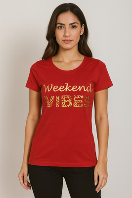 Lipshe Printed Women Round Neck Black T-Shirt