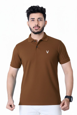 Tween Trends Solid Men Polo Neck Silver T-Shirt