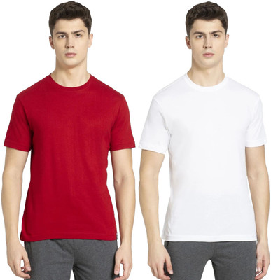 JOCKEY Solid Men Round Neck Red, White T-Shirt