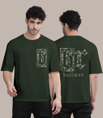 Bullmer Printed, Typography Men Round Neck Dark Green T-Shirt