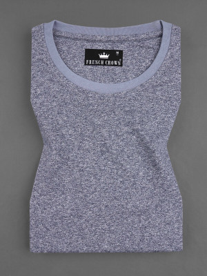 french crown Solid Men Round Neck Grey T-Shirt