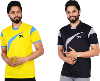 La Milano Colorblock Men Mandarin Collar Multicolor T-Shirt