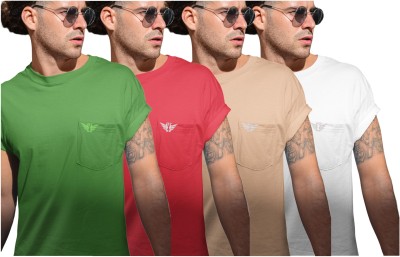 BELLO TOKO Solid Men Round Neck Green, Red, Beige, White T-Shirt