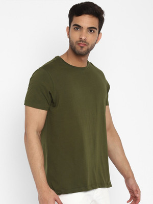 London Crew Solid Men Round Neck Green T-Shirt