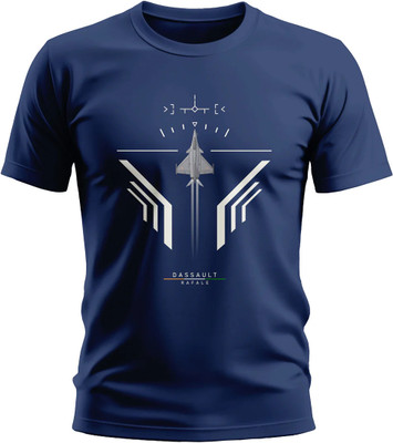 Warriorworld Printed Men Round Neck Navy Blue T-Shirt
