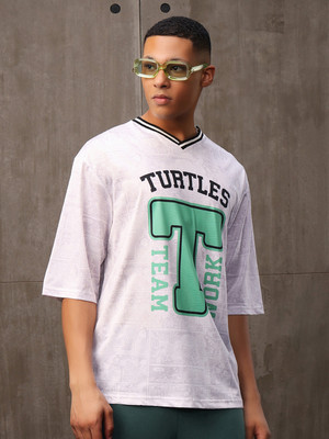 BEWAKOOF Typography Men V Neck Reversible White T-Shirt