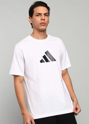 ADIDAS Graphic Print Men Round Neck White T-Shirt