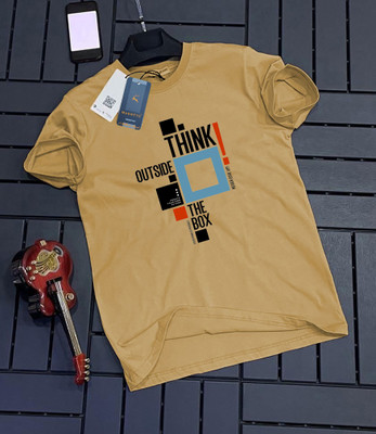 Magneto Printed Men Round Neck Beige T-Shirt