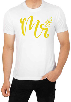 LV CARE Printed Men Round Neck White T-Shirt