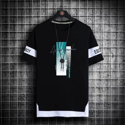 Printed Men Black T-Shirt