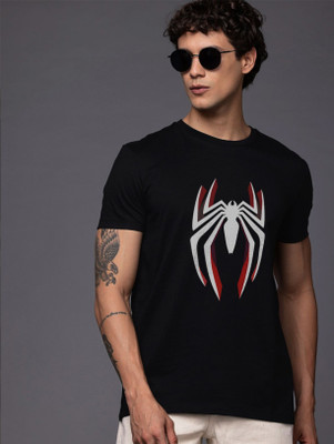 Moda Ape Graphic Print Men Round Neck Black, White, Red T-Shirt