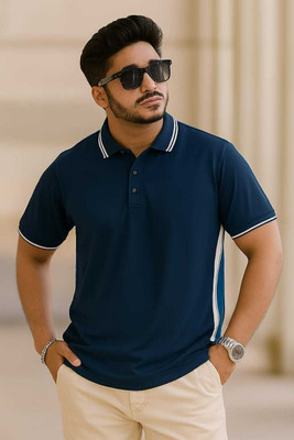 jeneric Solid Men Round Neck Blue T-Shirt