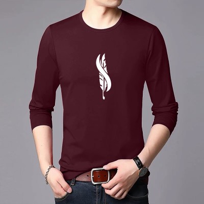 FastColors Printed Men Round Neck Maroon T-Shirt