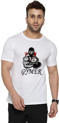 Think Tech Printed Men Round Neck White T-Shirt