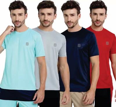 Tdoc Solid Men Round Neck Multicolor T-Shirt