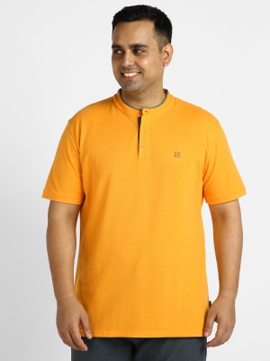 Urbano Plus Solid Men Polo Neck Yellow T-Shirt