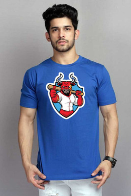 Risemax Printed Men Round Neck Blue T-Shirt