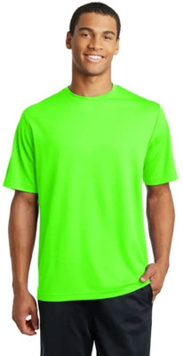 FIVEFEB Solid Men Round Neck Green T-Shirt