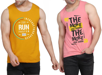 WOOSTRO Printed Men Scoop Neck Brown, Pink T-Shirt