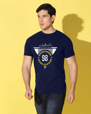 WOOSTRO Graphic Print Men Round Neck Navy Blue T-Shirt