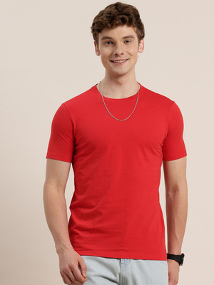 HERE&NOW Solid Men Round Neck Red T-Shirt