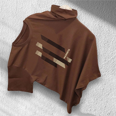 Magneto Striped Men Round Neck Brown T-Shirt