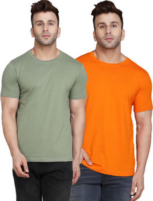 SLOWLORIS Solid Men Round Neck Multicolor T-Shirt