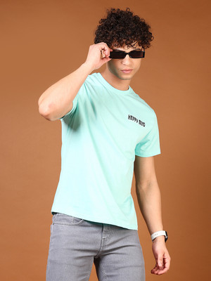 V-MART Solid Men Round Neck Green T-Shirt