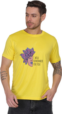 zivatraders Printed Men Round Neck Yellow T-Shirt
