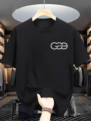 Relva Printed Men Round Neck Black T-Shirt