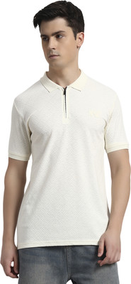 Goodtimes Printed Men Zip Neck White T-Shirt