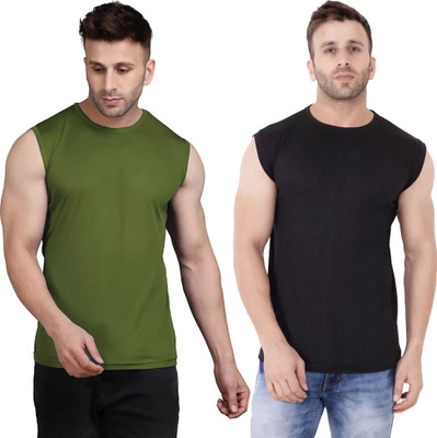 Tresna Trending Solid Men Round Neck Beige T-Shirt
