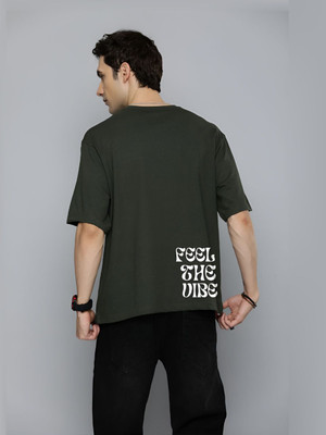 R.Code by The Roadster Life Co. Graphic Print Men Round Neck Dark Green T-Shirt