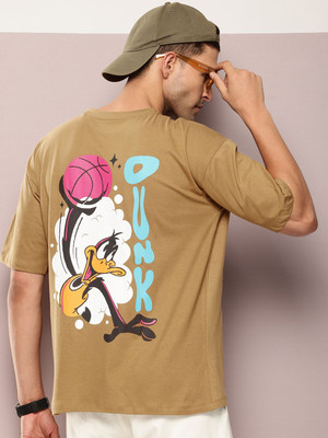 Kook N Keech Looney Tunes Printed Men Round Neck Green T-Shirt