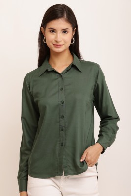 MUMRAA Casual Solid Women Dark Green Top