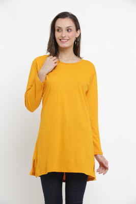 The Daspr Nation Solid Women Round Neck Yellow T-Shirt