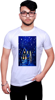 NITYANAND CREATIONS Printed Men Round Neck White T-Shirt