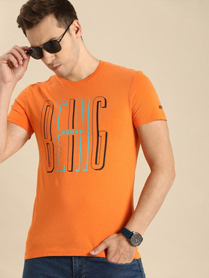 BEING HUMAN Typography Men Round Neck Orange T-Shirt