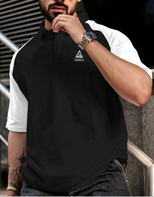 GARBLY Solid Men Polo Neck White T-Shirt