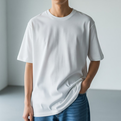 ABC Floral Print Men Round Neck White T-Shirt