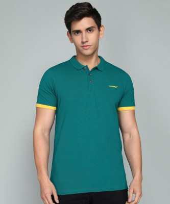 WROGN Solid Men Polo Neck Dark Green T-Shirt